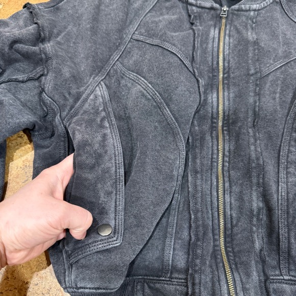 Daily Practice Anthropologie Cargo Bomber Jacket Washed Black XS Casual - Picture 8 of 9